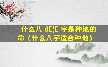 什么八 🦋 字是种地的命（什么八字适合种地）